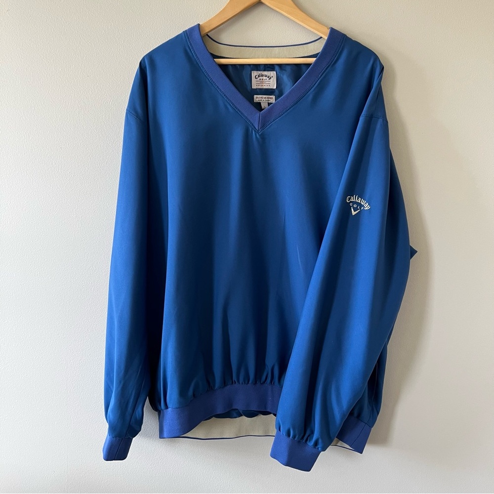 Callaway Golf Sport Men’s Large Blue Outerwear Pullover V-neck Sweater